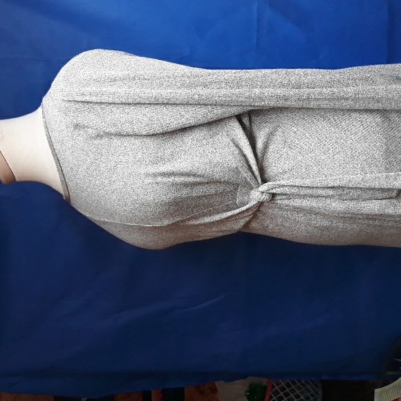 Gray Jennifer Lopez Knit Sweater Dress Holiday Sparkle Trim - Picture 3 of 8